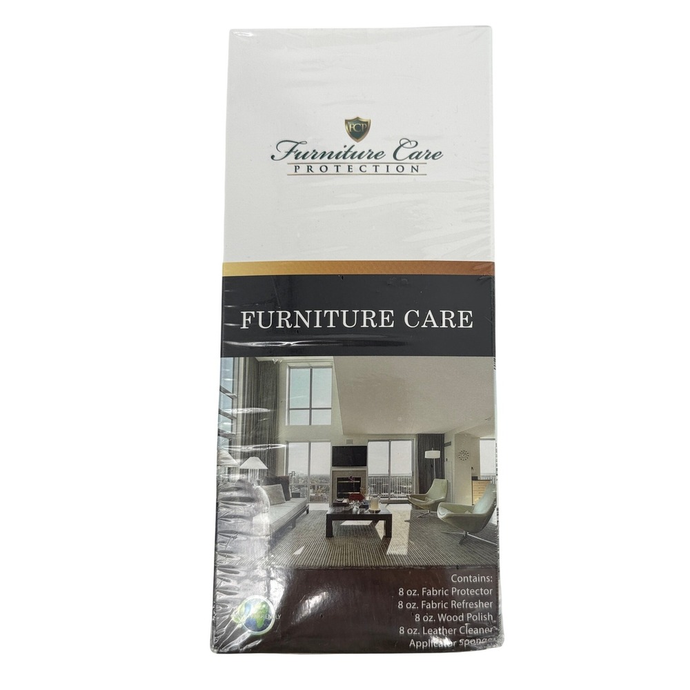 Furniture Care Protection Kit 4-Piece Set Fabric Leather Wood Polish 8oz Bottles